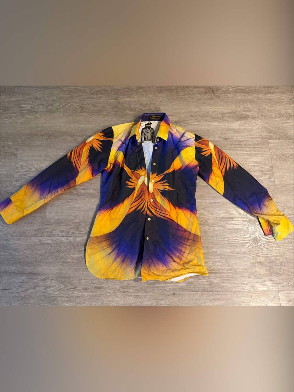 Great British Bake Off S16 Prue Leith Yellow & Purple Print Blouse